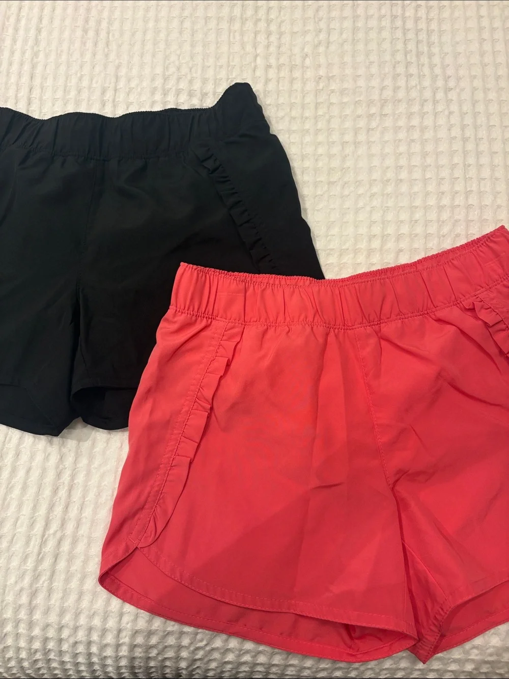 Old Navy Girls' Black and Coral Elastic-Waist Active Shorts